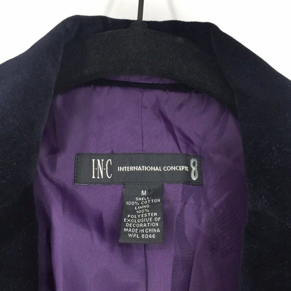 INC International Concepts Sport Coat Men Medium Navy Blue Velvet Smoking Jacket - Picture 10 of 11
